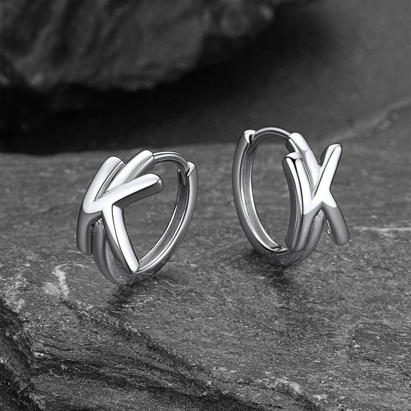 Sterling Silver Initial Letter A-z Hoop Earrings for