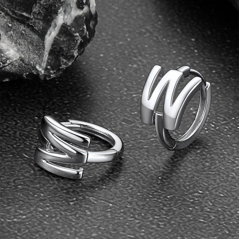 Sterling Silver Initial Letter A-z Hoop Earrings for