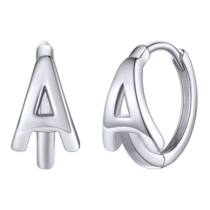 Sterling Silver Initial Letter A-z Hoop Earrings for