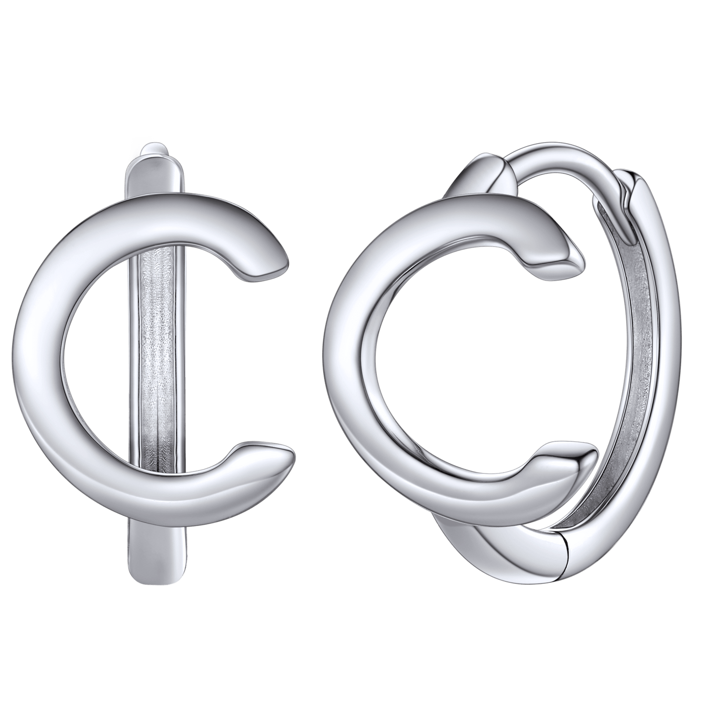 Sterling Silver Initial Letter A-z Hoop Earrings for