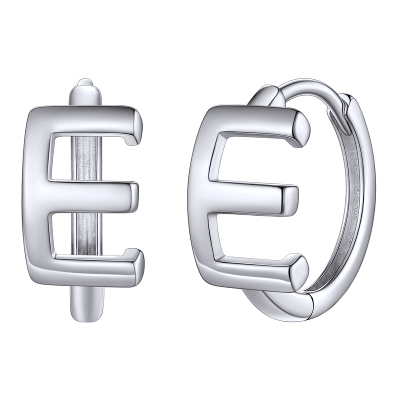 Sterling Silver Initial Letter A-z Hoop Earrings for