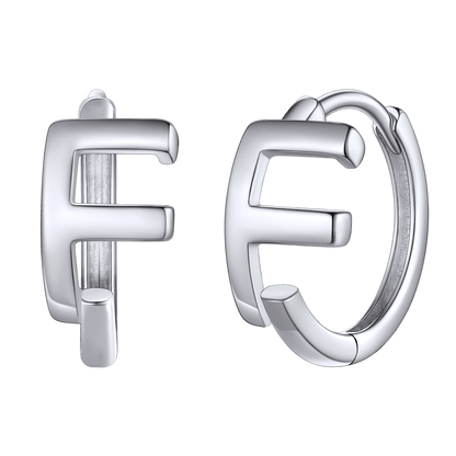 Sterling Silver Initial Letter A-z Hoop Earrings for