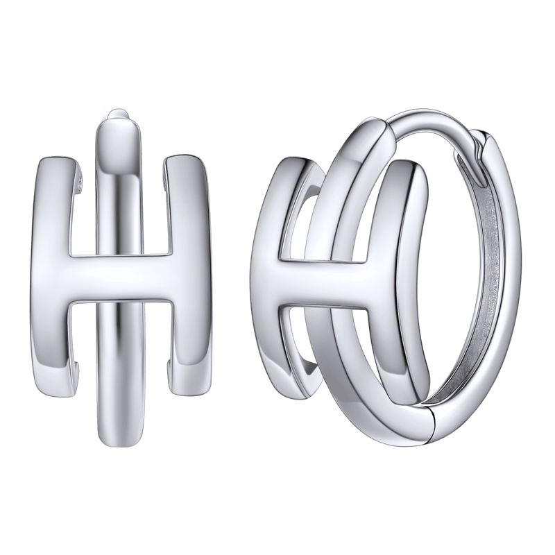 Sterling Silver Initial Letter A-z Hoop Earrings for