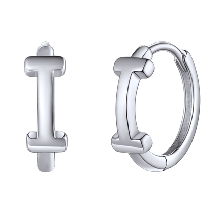 Sterling Silver Initial Letter A-z Hoop Earrings for