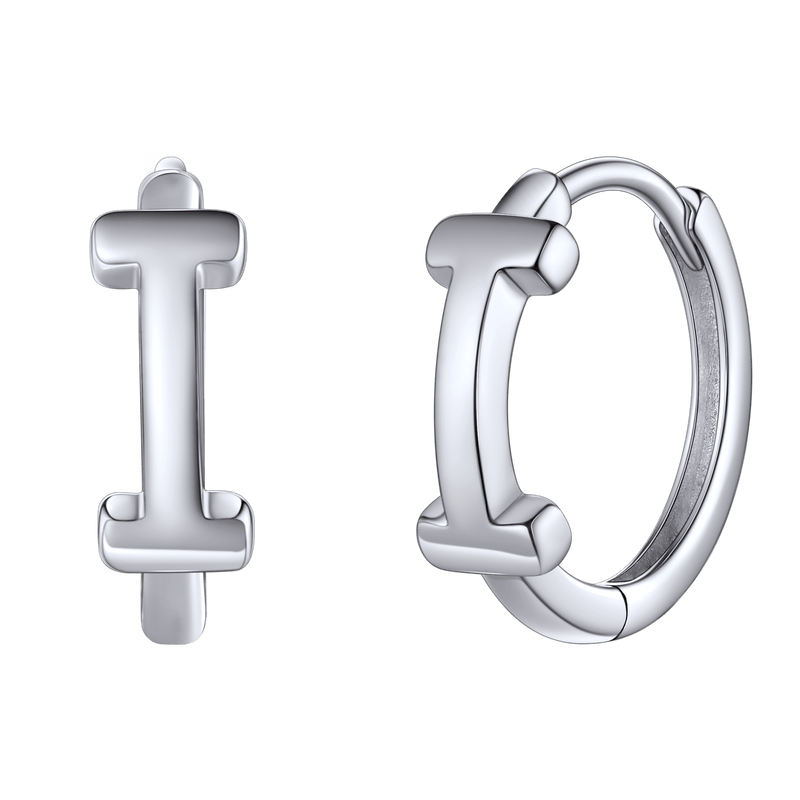 Sterling Silver Initial Letter A-z Hoop Earrings for