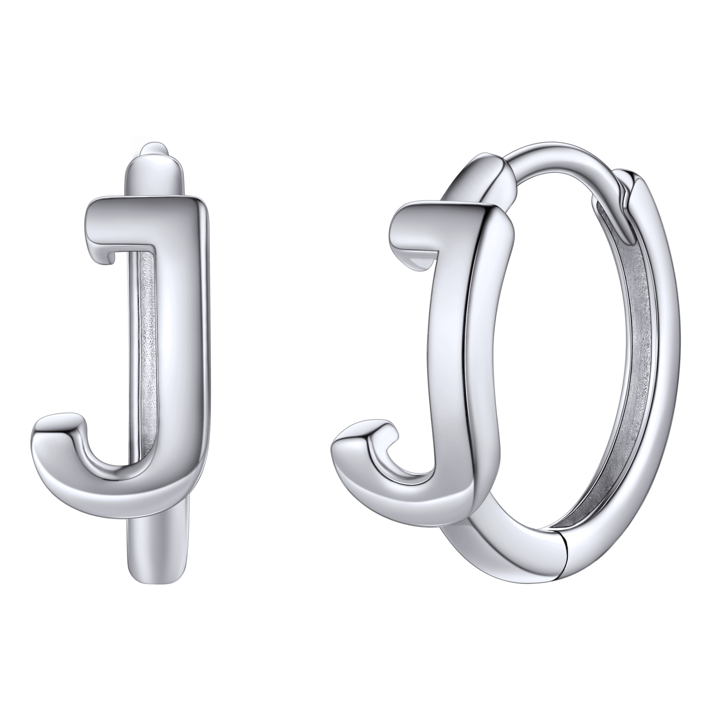 Sterling Silver Initial Letter A-z Hoop Earrings for