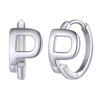 Sterling Silver Initial Letter A-z Hoop Earrings for