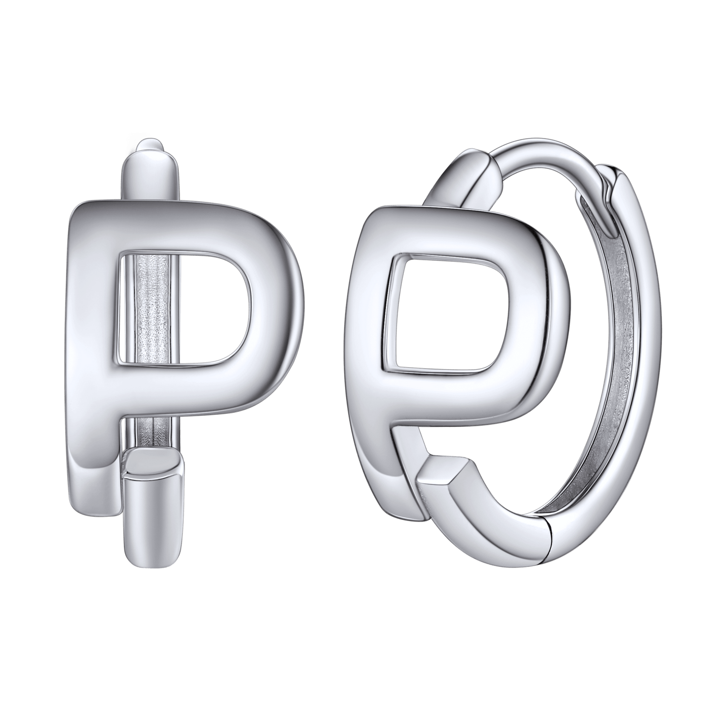 Sterling Silver Initial Letter A-z Hoop Earrings for
