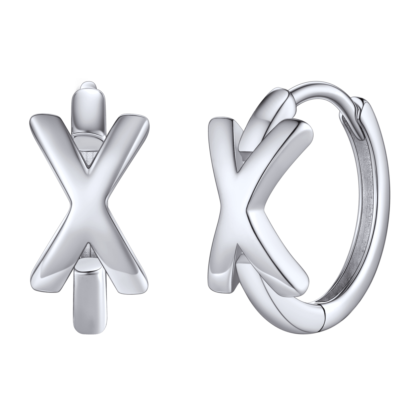 Sterling Silver Initial Letter A-z Hoop Earrings for