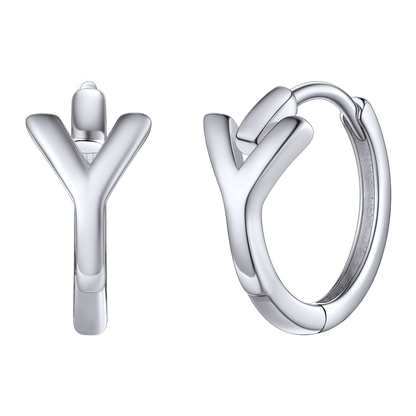 Sterling Silver Initial Letter A-z Hoop Earrings for