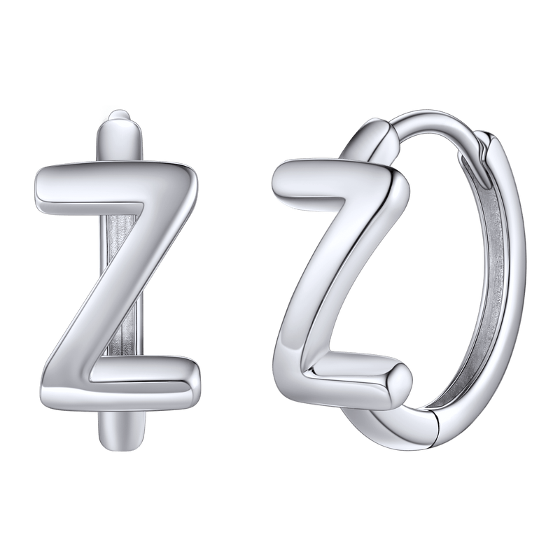 Sterling Silver Initial Letter A-z Hoop Earrings for