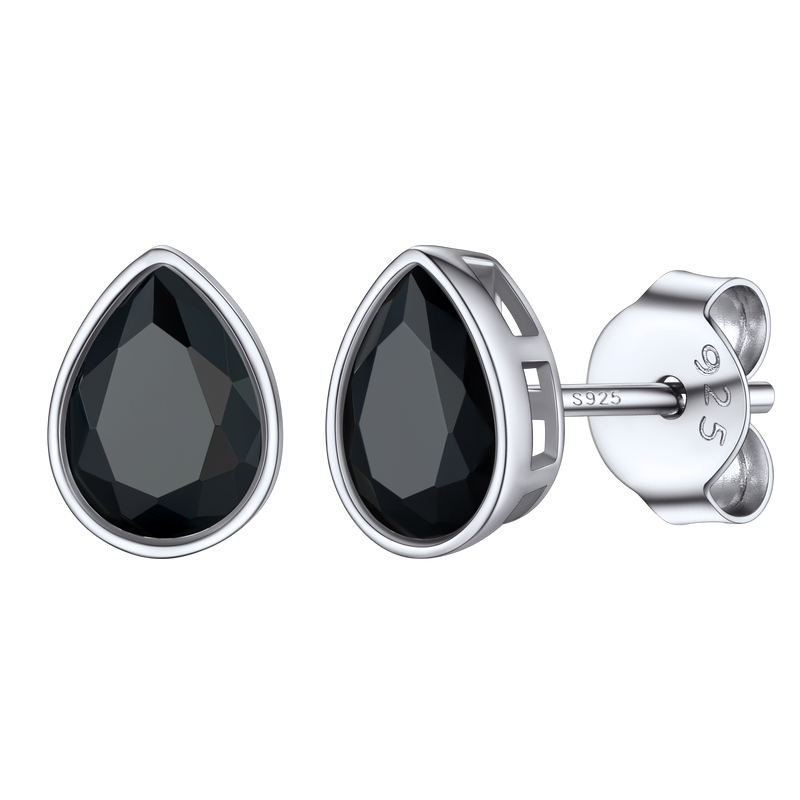 Flash Silver Water Drop Cubic Zirconia Stud Earrings for