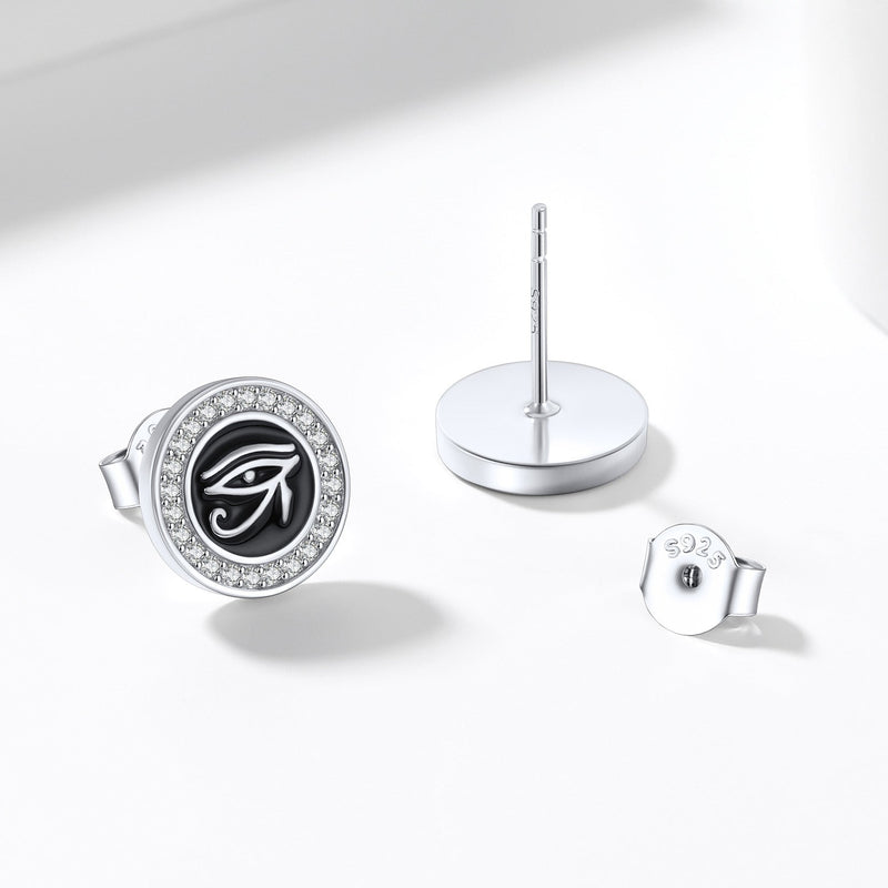 Sterling Silver Eye of Ra Stud Earrings for