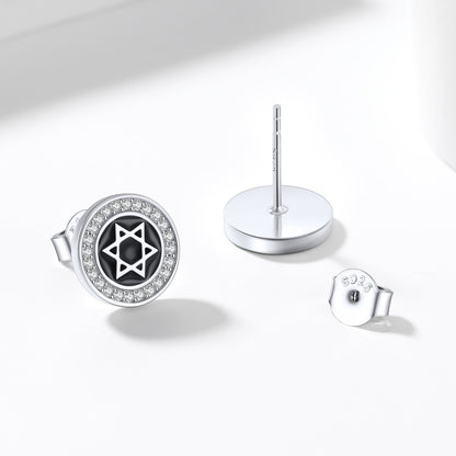 Silver Zircon Star of David Stud Earrings for