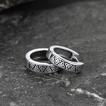 Sterling Silver Celtic Knot Huggie Hoop Earrings for