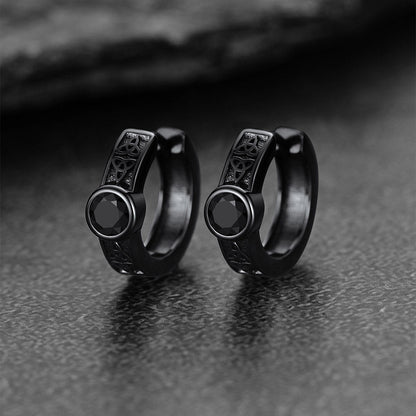 Black Onyx Celtic Knot Huggie Hoop Earrings for