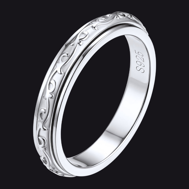 Sterling Silver Celtic Fidget Anxiety Band Ring for Couple
