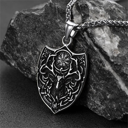 Flash Norse Viking Compass Deer Necklace for
