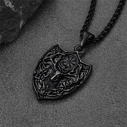 Flash Norse Viking Compass Deer Necklace for