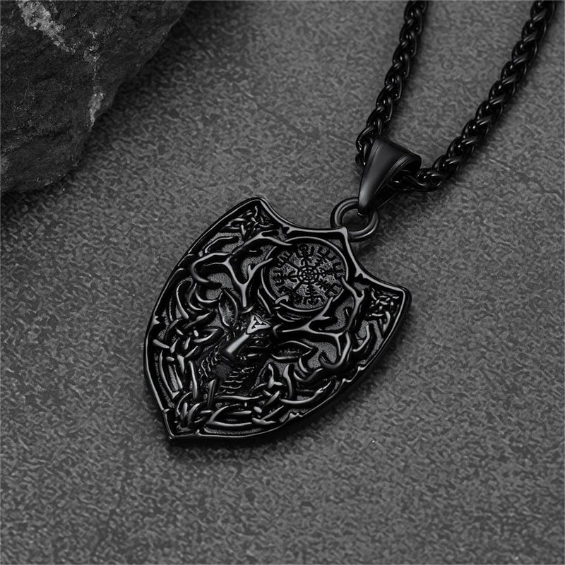 Flash Norse Viking Compass Deer Necklace for