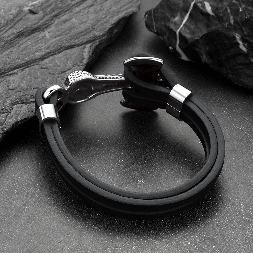Viking Mjolnir Thor's Hammer Leather Bracelet for