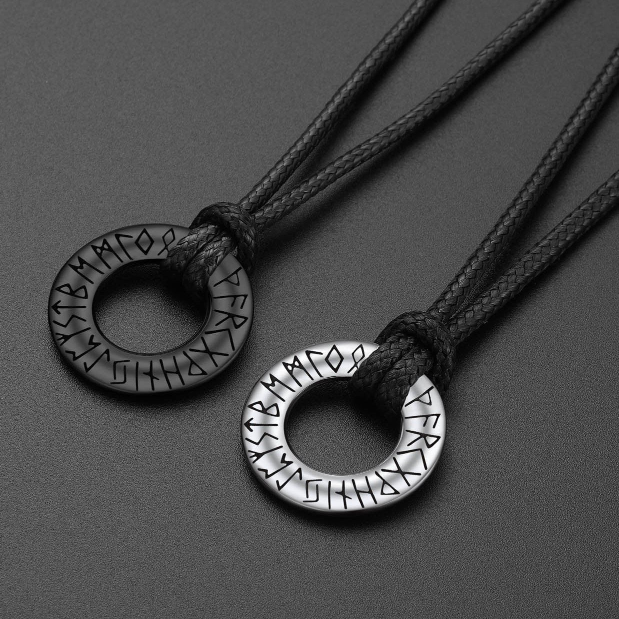 Norse Viking Rune Circle Chain Necklace for