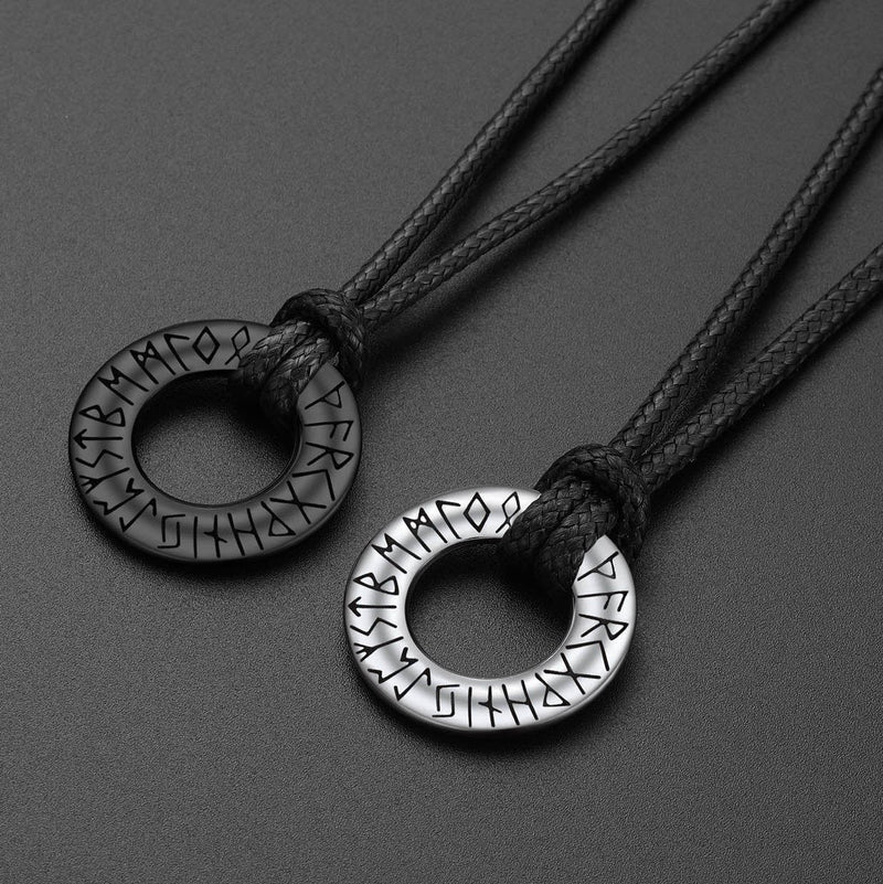 Norse Viking Rune Circle Chain Necklace for