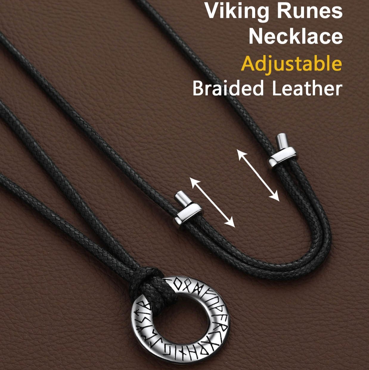 Norse Viking Rune Circle Chain Necklace for