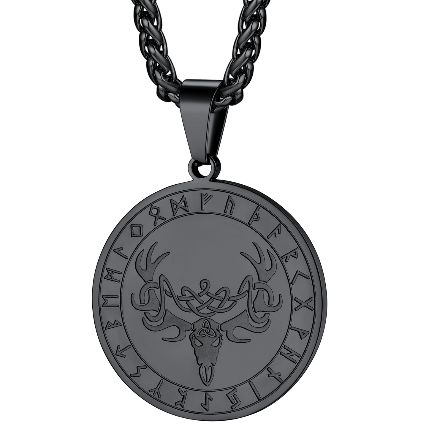 Flash Stainless Steel Norse Viking Deer Necklace for