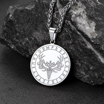 Flash Stainless Steel Norse Viking Deer Necklace for