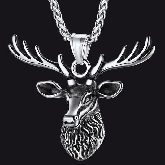 Viking Deer Necklace Pendant for