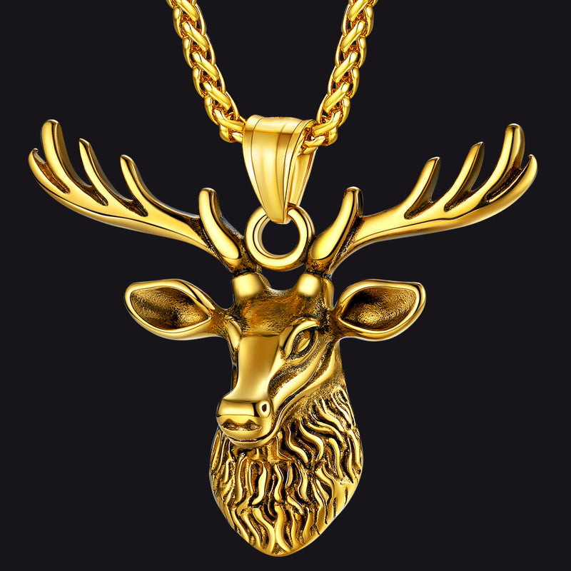 Viking Deer Necklace Pendant for