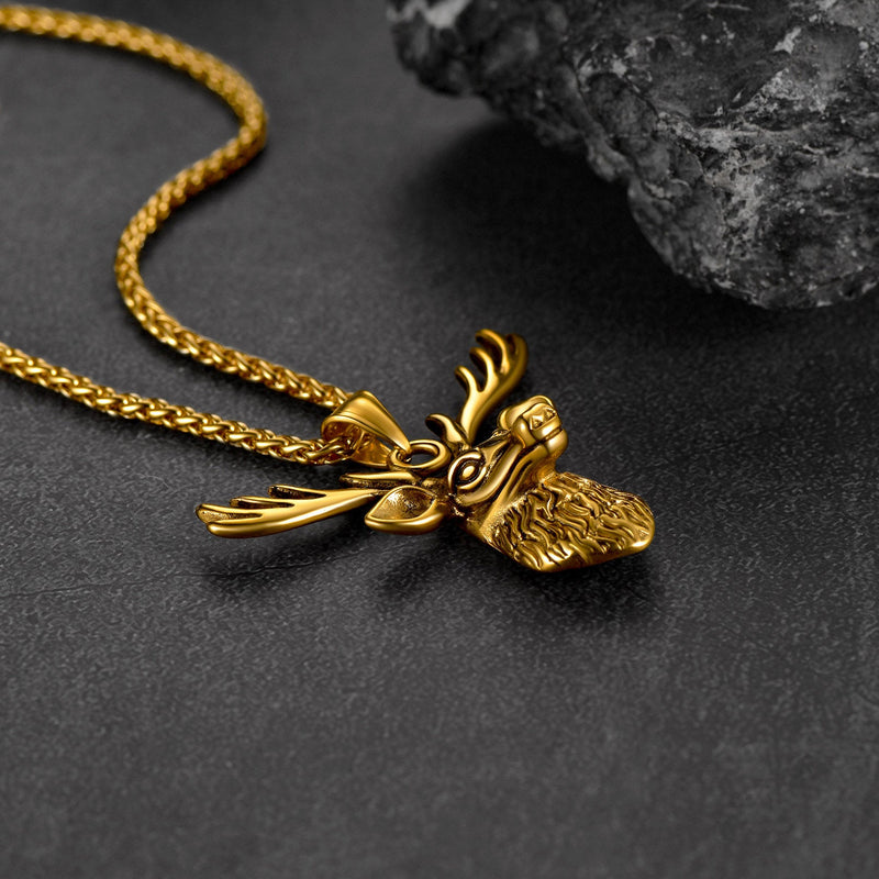Viking Deer Necklace Pendant for