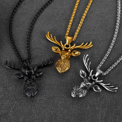 Viking Deer Necklace Pendant for