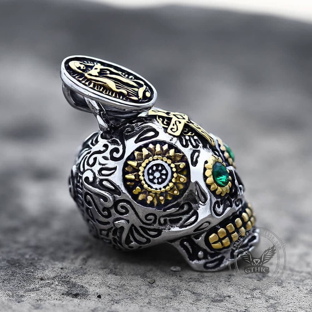 Cross Sugar Skull Pendant