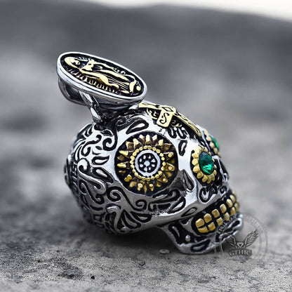 Cross Sugar Skull Pendant