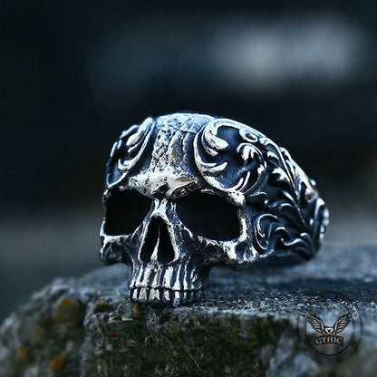 Pattern Stainless Steel Skull Ring