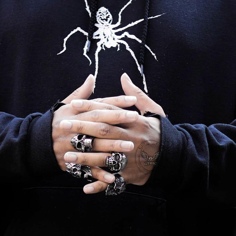 Pattern Stainless Steel Skull Ring