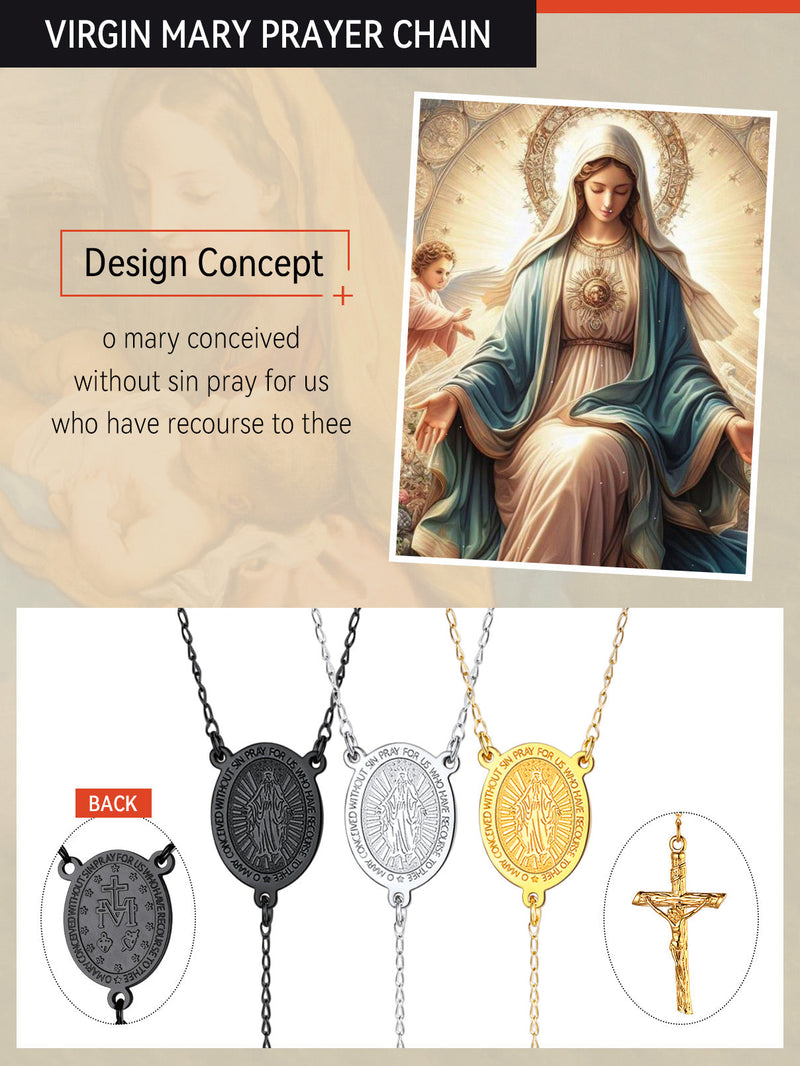Catholic Virgin Mary Rosary Beads Necklace for