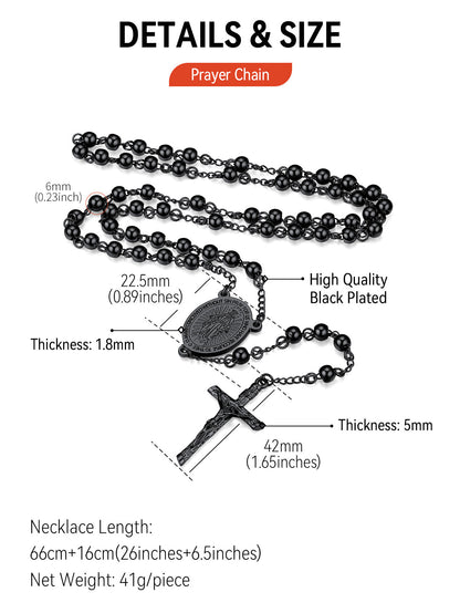 Catholic Virgin Mary Rosary Beads Cross Necklace Chain for