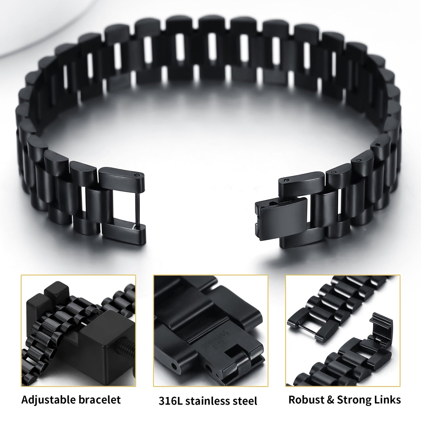 15mm Chunky Watch Band Chain Bracelet Watch Strap Bracelet for
