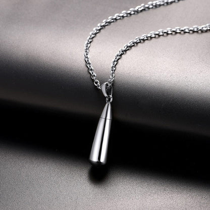 Engraved Cremation Tear Drop Urn Necklace for Ashes for
