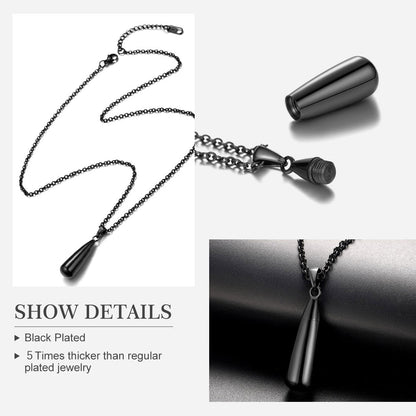 Engraved Cremation Tear Drop Urn Necklace for Ashes for