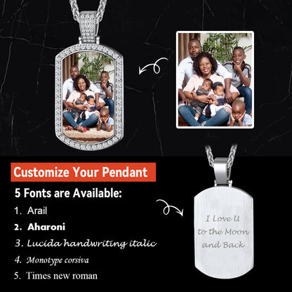 Customized Zirconia Picture Dog Tag Necklace Memorial Gift for