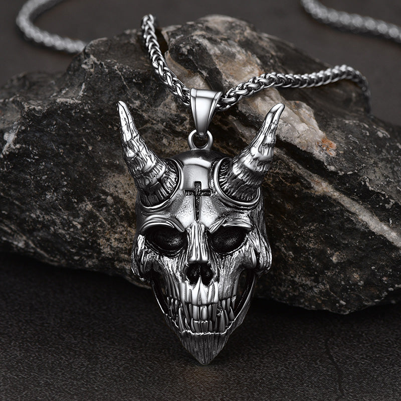 Gothic Skull Goat Necklace Devil Pendant for