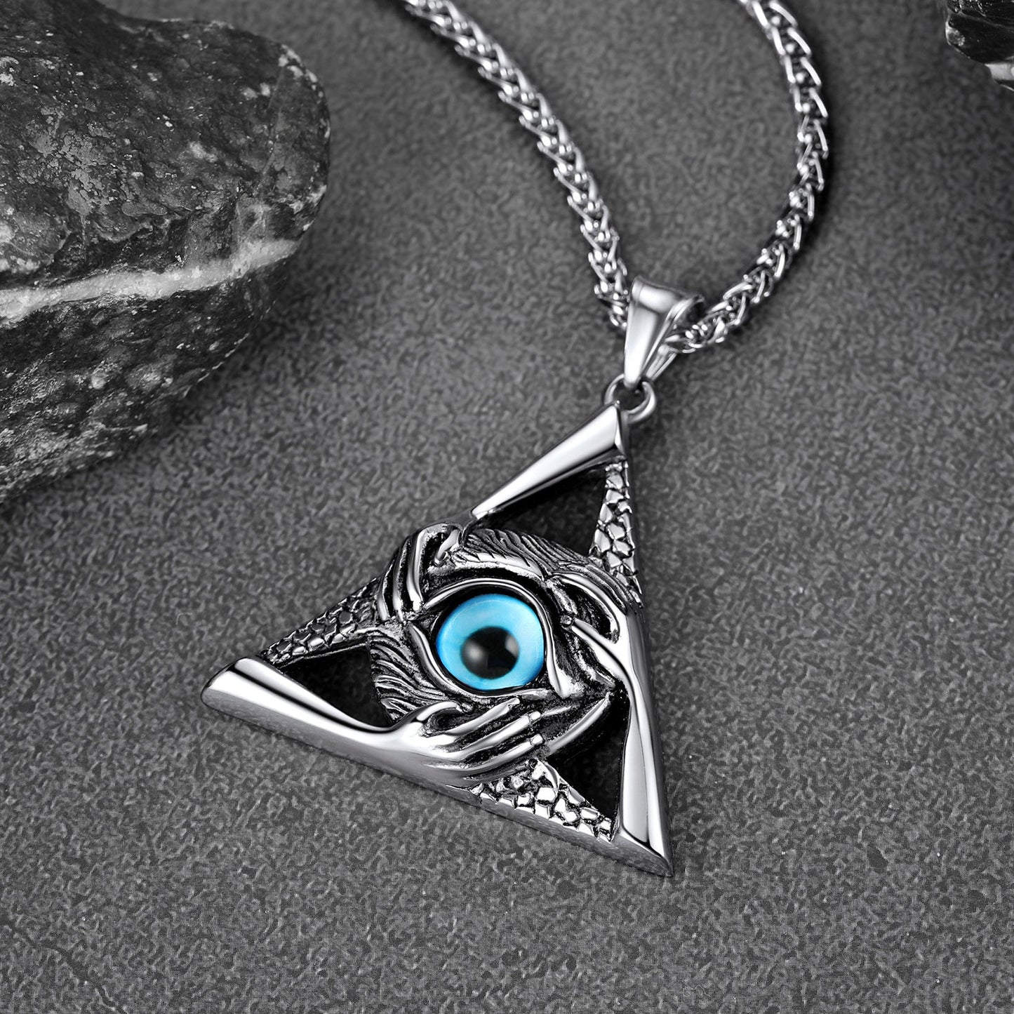 Triangle Third Evil Eye Necklace All-seeing Pendant