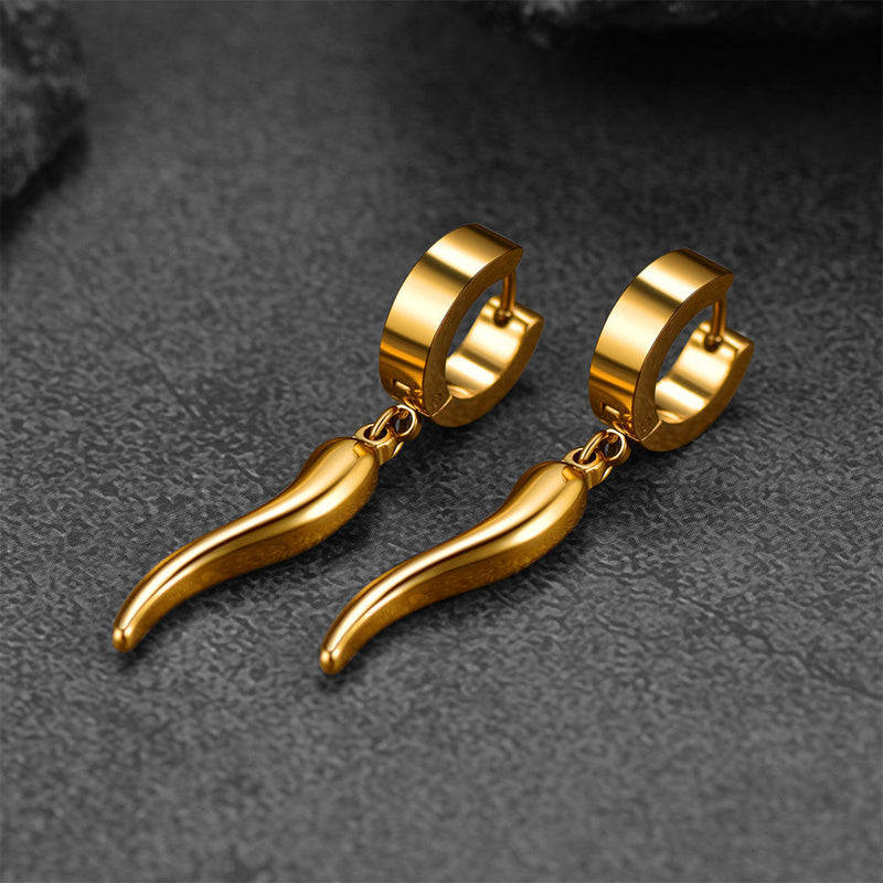 Cornicello Italian Horn Huggie Hoop Earrings for