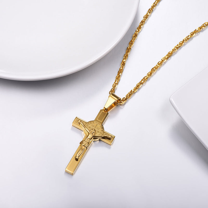 Catholic Saint Benedict Crucifix Cross Necklace for