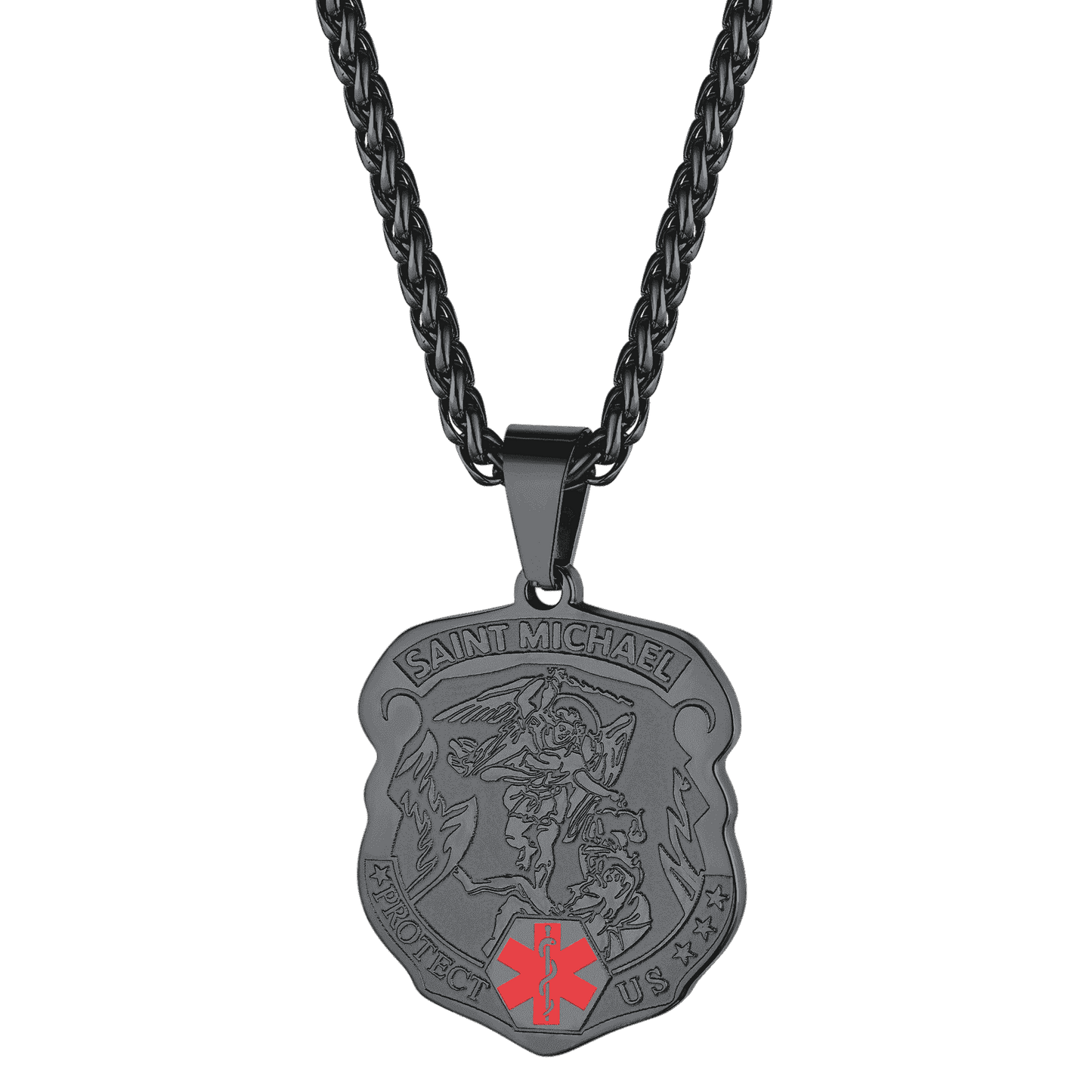Engraved St. Michael Medical Alert Id Necklace for