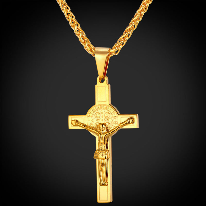 Catholic Saint Benedict Crucifix Cross Necklace for